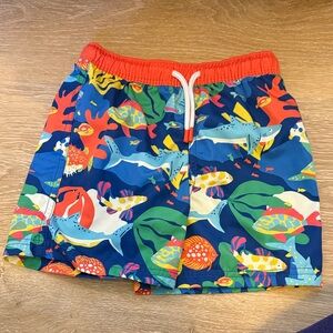 Mini Boden Ocean Adventure Kids Shorts - Blue and Red